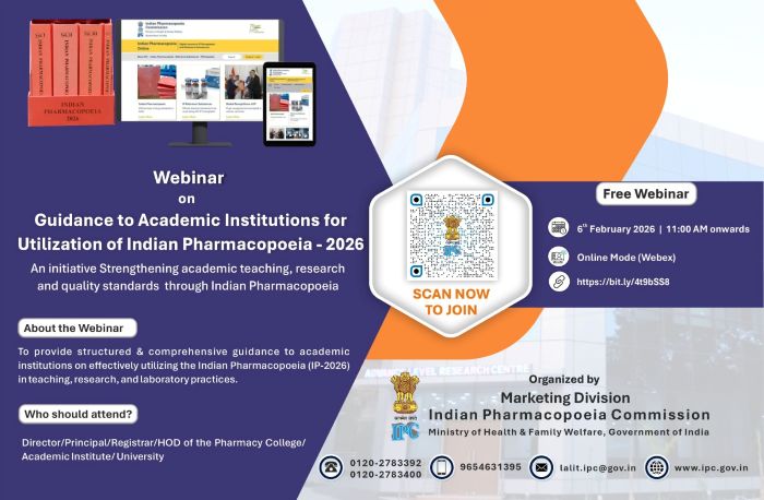 Webinar on Guidance to Academic Institutions for Utilization of Indian Pharmacopoeia-2026